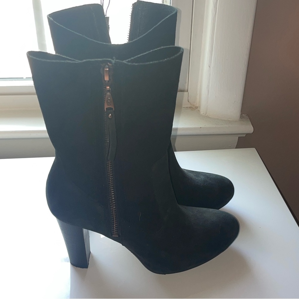 Pre-owned UGG Athena Black High Heel Suede Boots Women's Size 6.5